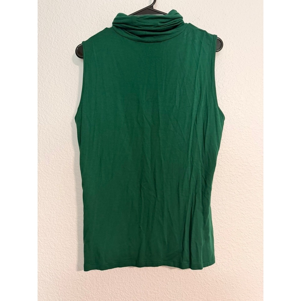 Lafayette 148 New York Womens Green Sleeveless Turtleneck Viscose Top Large - Picture 4 of 4